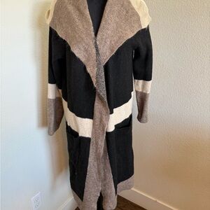 Max Studio Black and Brown Open Cardigan